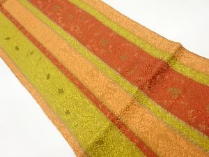 縞に花唐草模様織出し全通袋帯